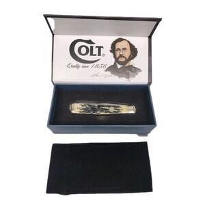 Colt 175th Anniversary CT246 Black Stag Series Knife W Bovine Bone Handle